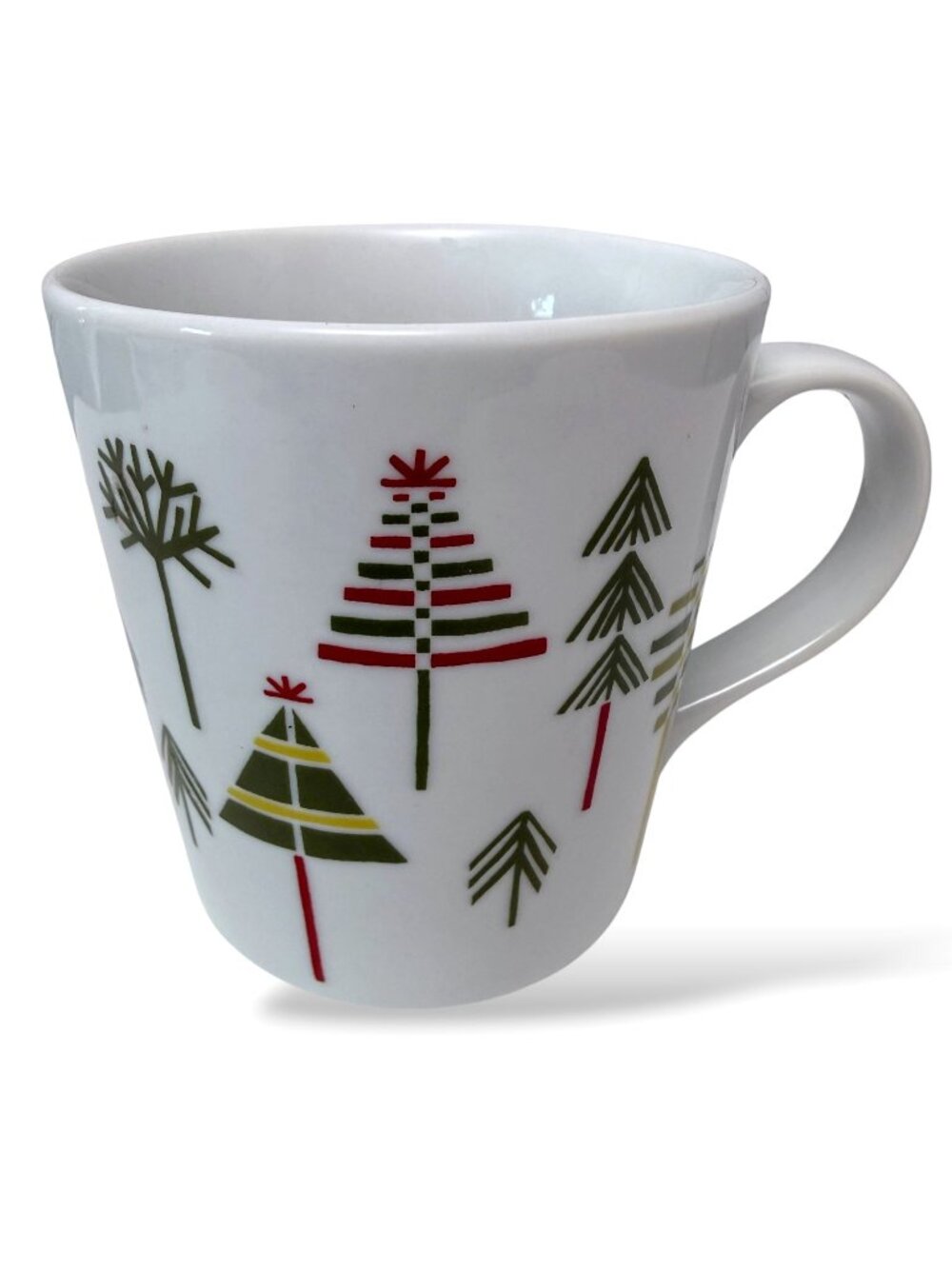 Crate & Barrel Julia Rothman Mug Holiday Trees Ceramic Coffee Tea Cup Christmas